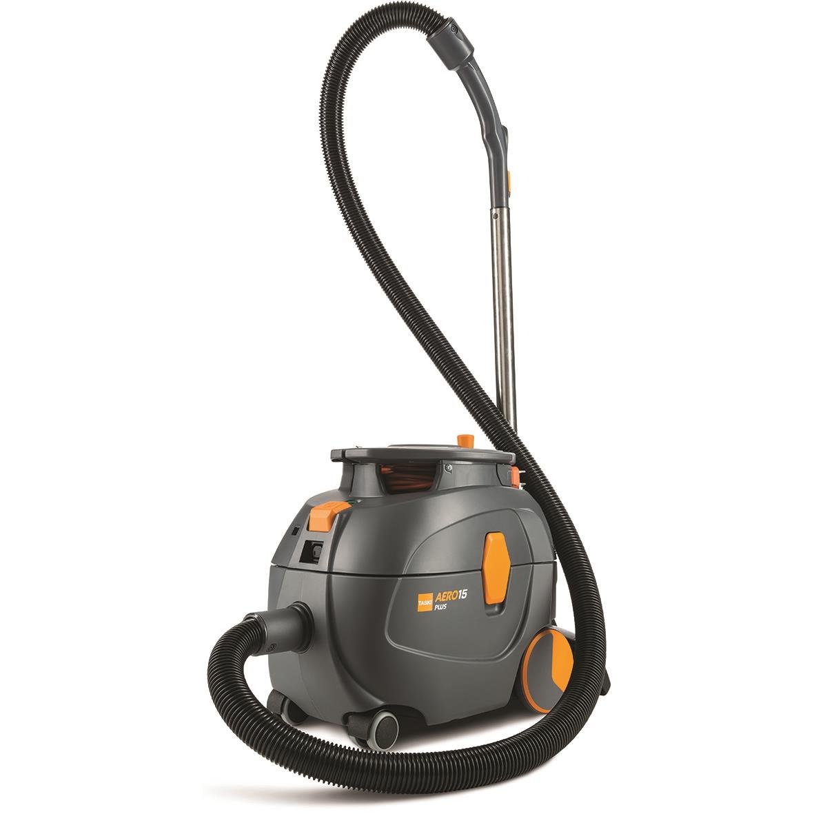 Dammsugare Taski Aero 15 Plus Euro med slang och hjul, grå och orange färg