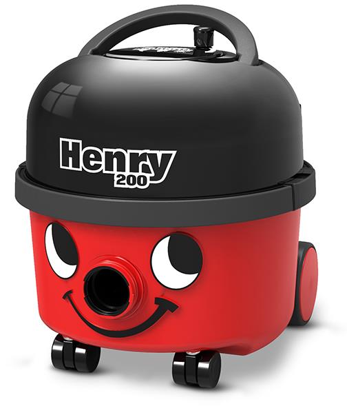 Dammsugare Henry med ansikte och hjul, röd och svart färg, 9L kapacitet