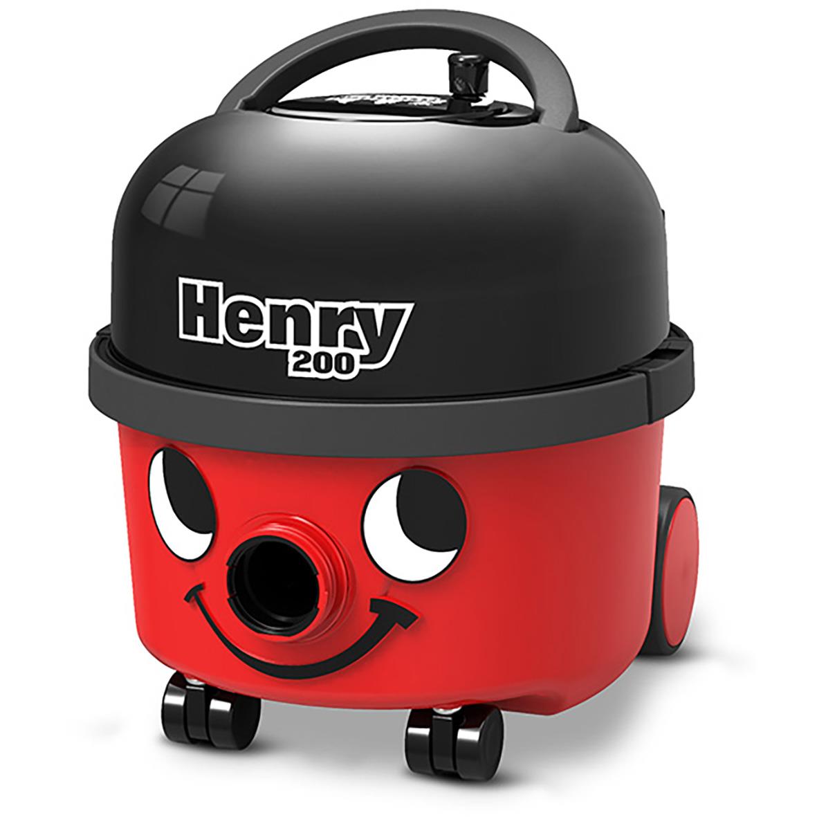 Dammsugare Henry med ansikte och hjul, röd och svart färg, 9L kapacitet