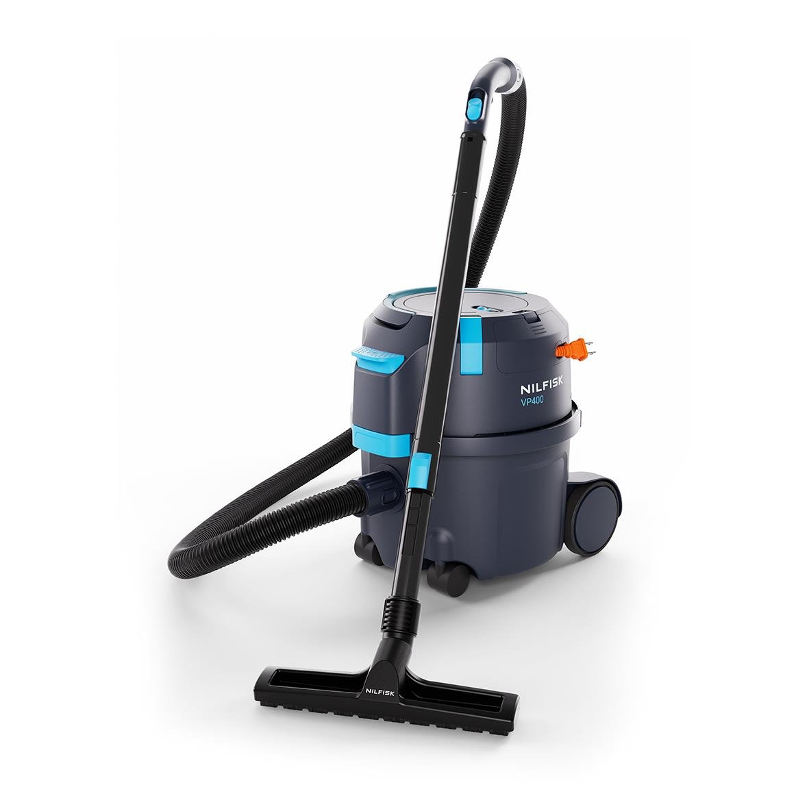 Dammsugare Nilfisk VP400 Hepa XTP EU i svart och blått med slang och munstycke