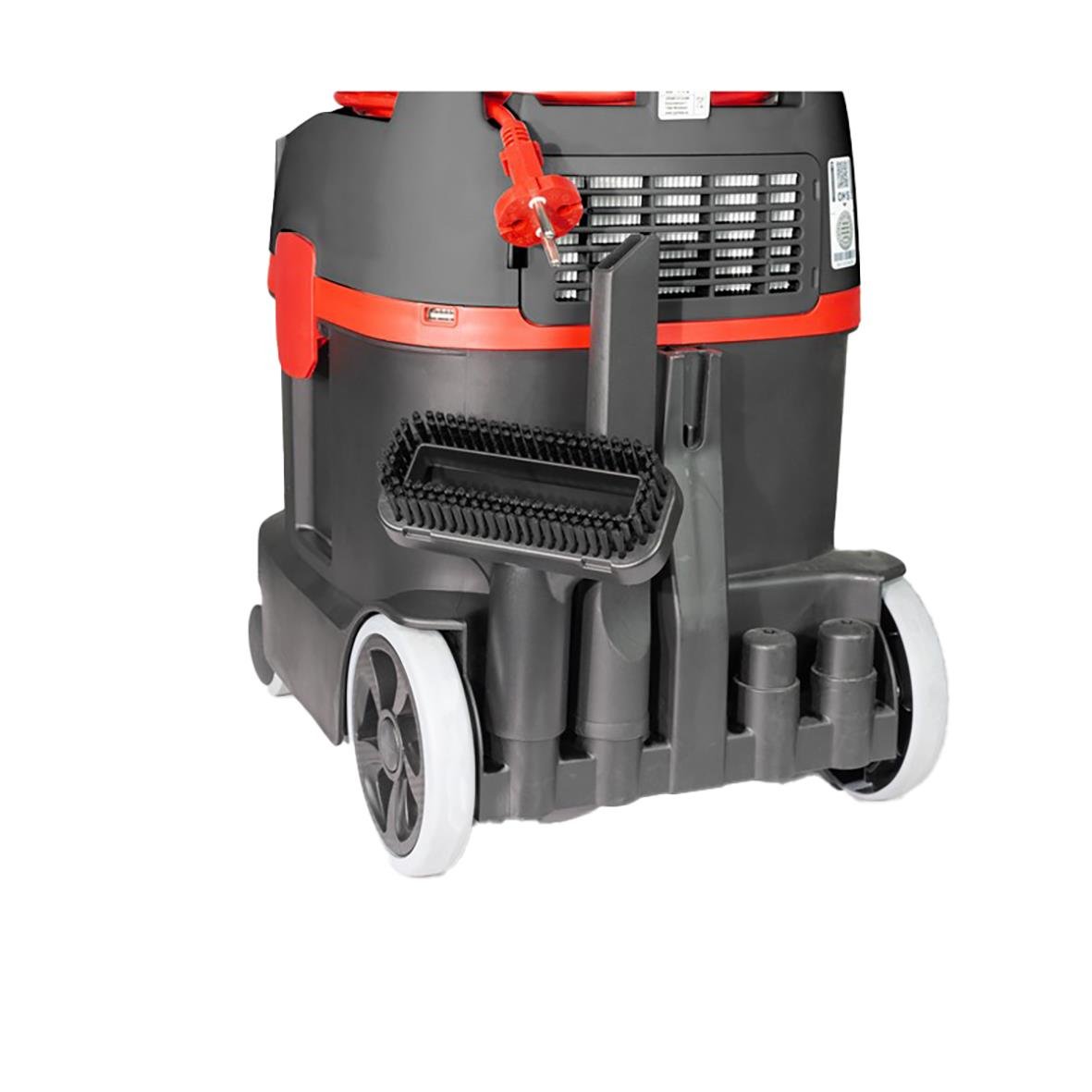 Dammsugare Sprintus ERA IGO ZERO batteridriven med 2x18V 5Ah, svart och röd, på hjul