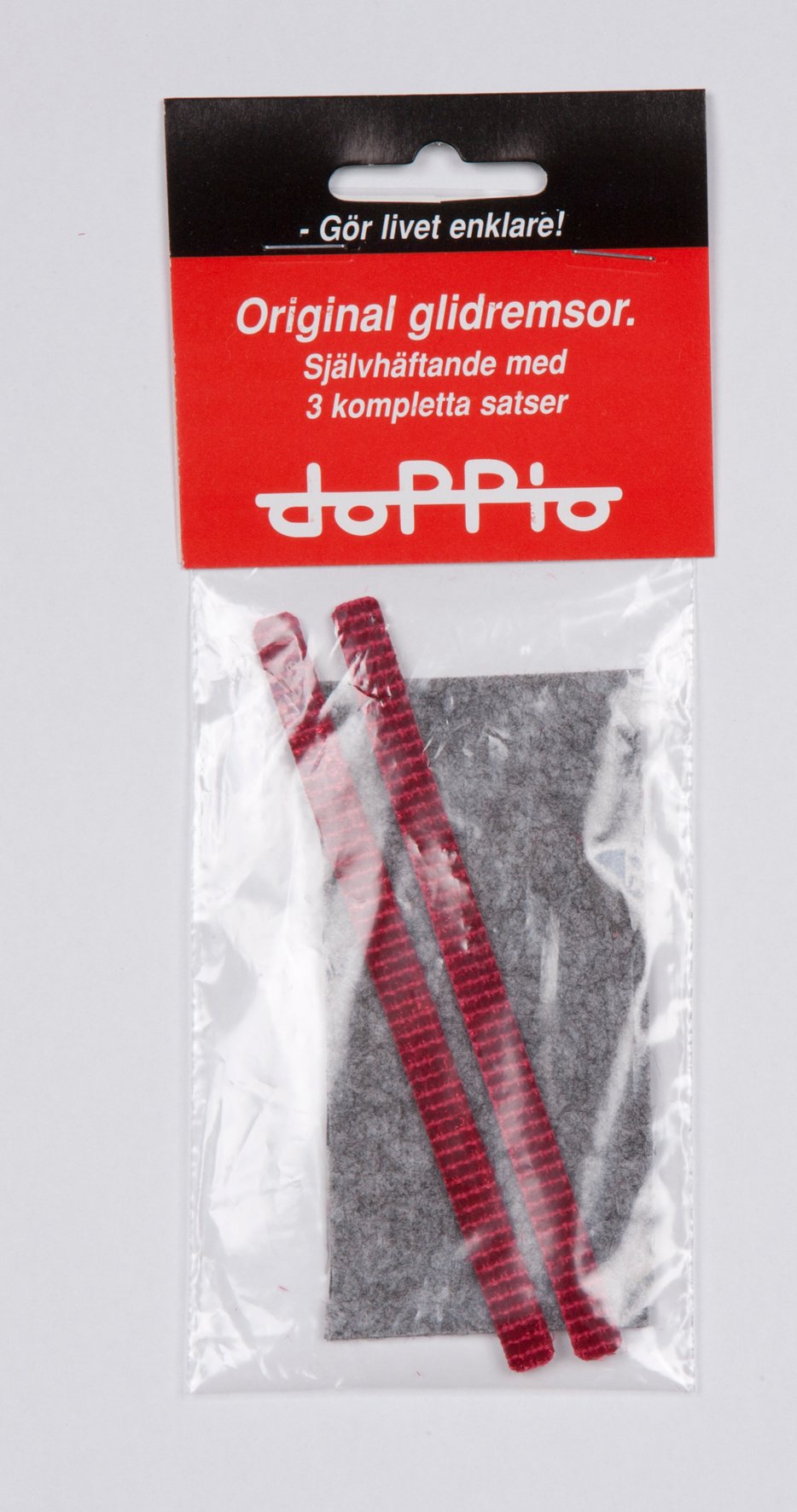 Glidremsor Doppio till mattmunstycke, självhäftande med tre kompletta satser i plastpåse