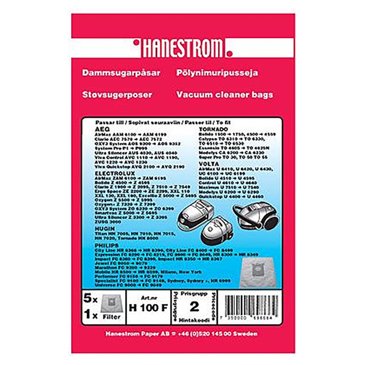 Dammsugarpåse för Nilfisk Ideline/Melis/Seve, 5-pack, kompatibel med olika modeller, inklusive Electrolux, Hugin och Philips.