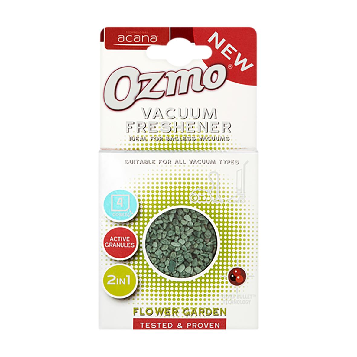 Dammsugaruppfräschare Ozmo 10g i förpackning med blomster- och trädgårdstema
