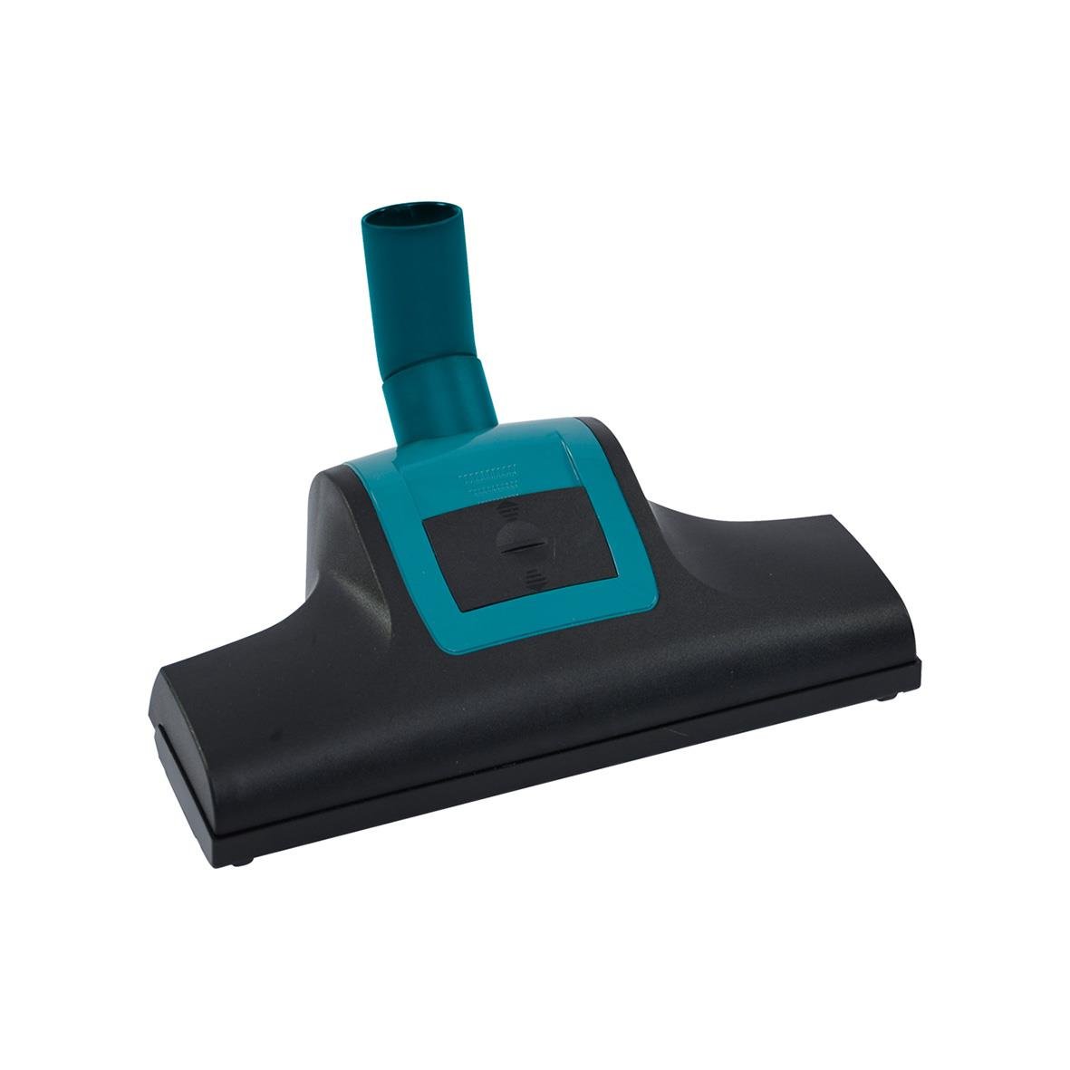 Elektrisk golvborste med blå handtag och svart botten för städning