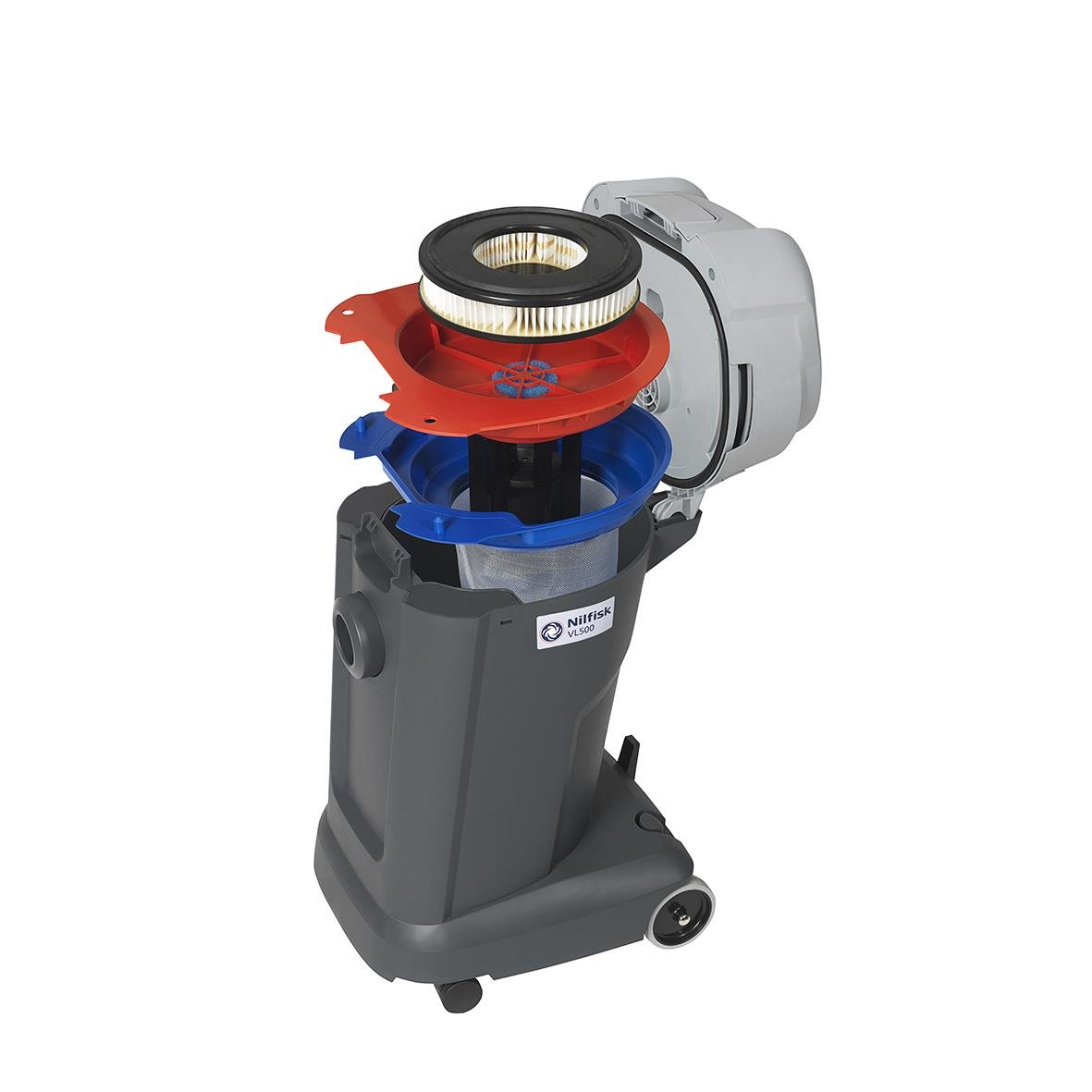 Våt-/Torrsugare Nilfisk VL-500 75-2 Ergo med färgade delar och motor