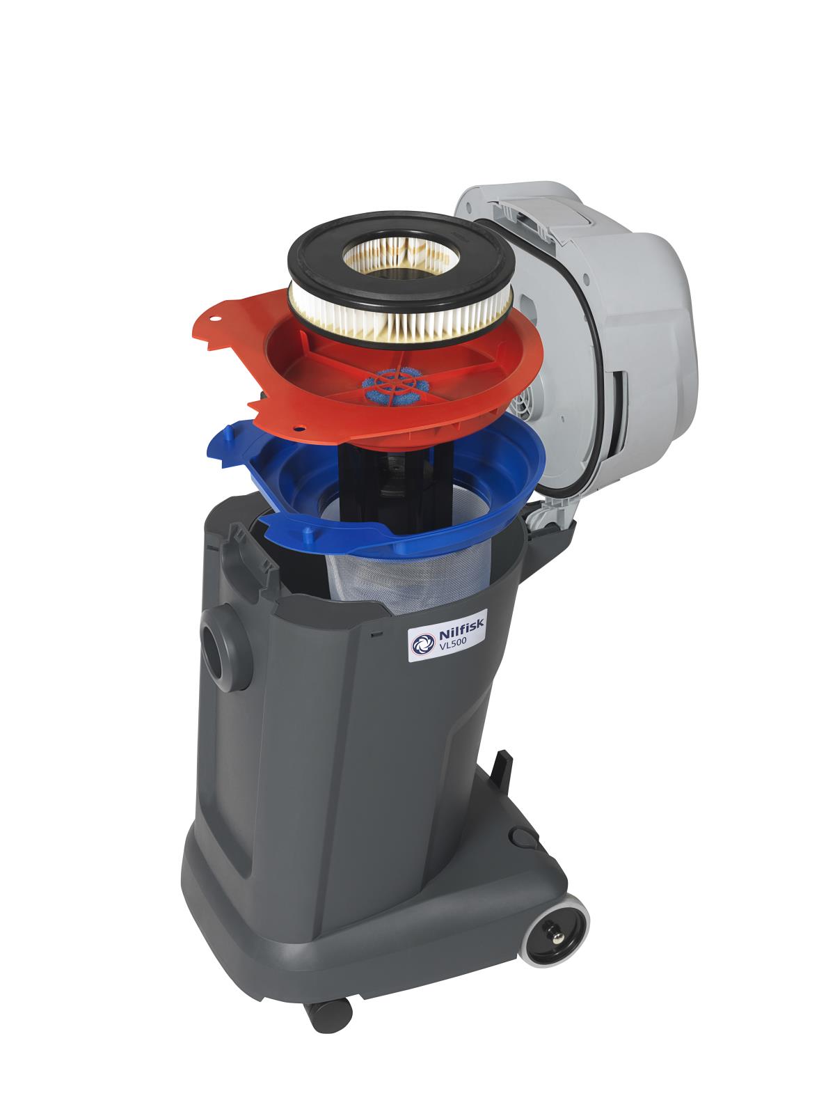 Våt-/Torrsugare Nilfisk VL-500 75-2 Ergo med färgade delar och motor