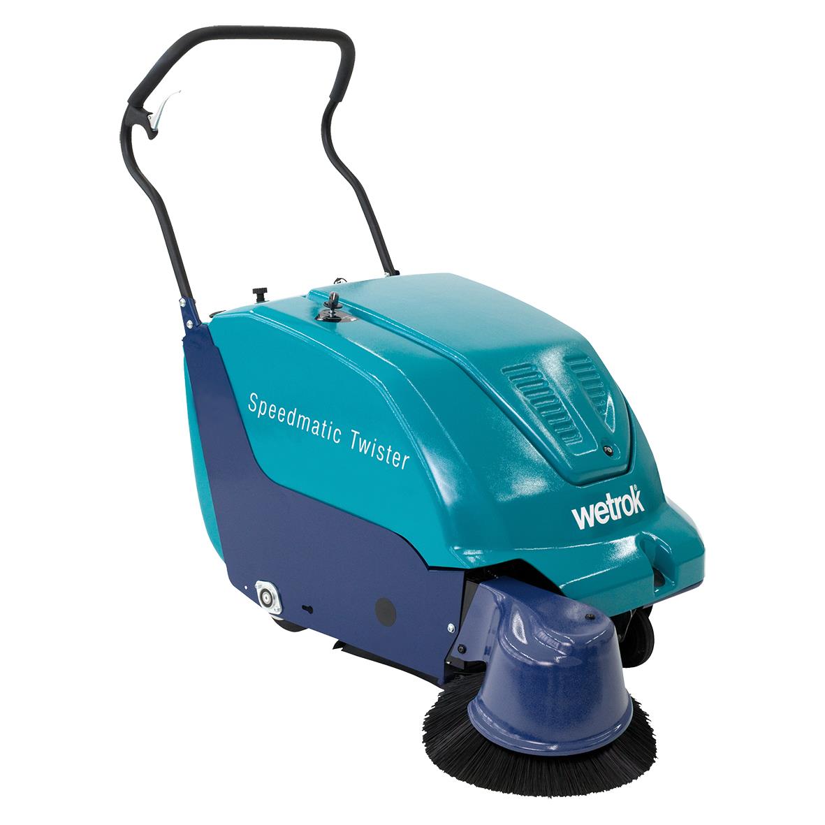 Sopmaskin Wetrok Speedmatic Twister i blå färg med roterande borste för golvrengöring