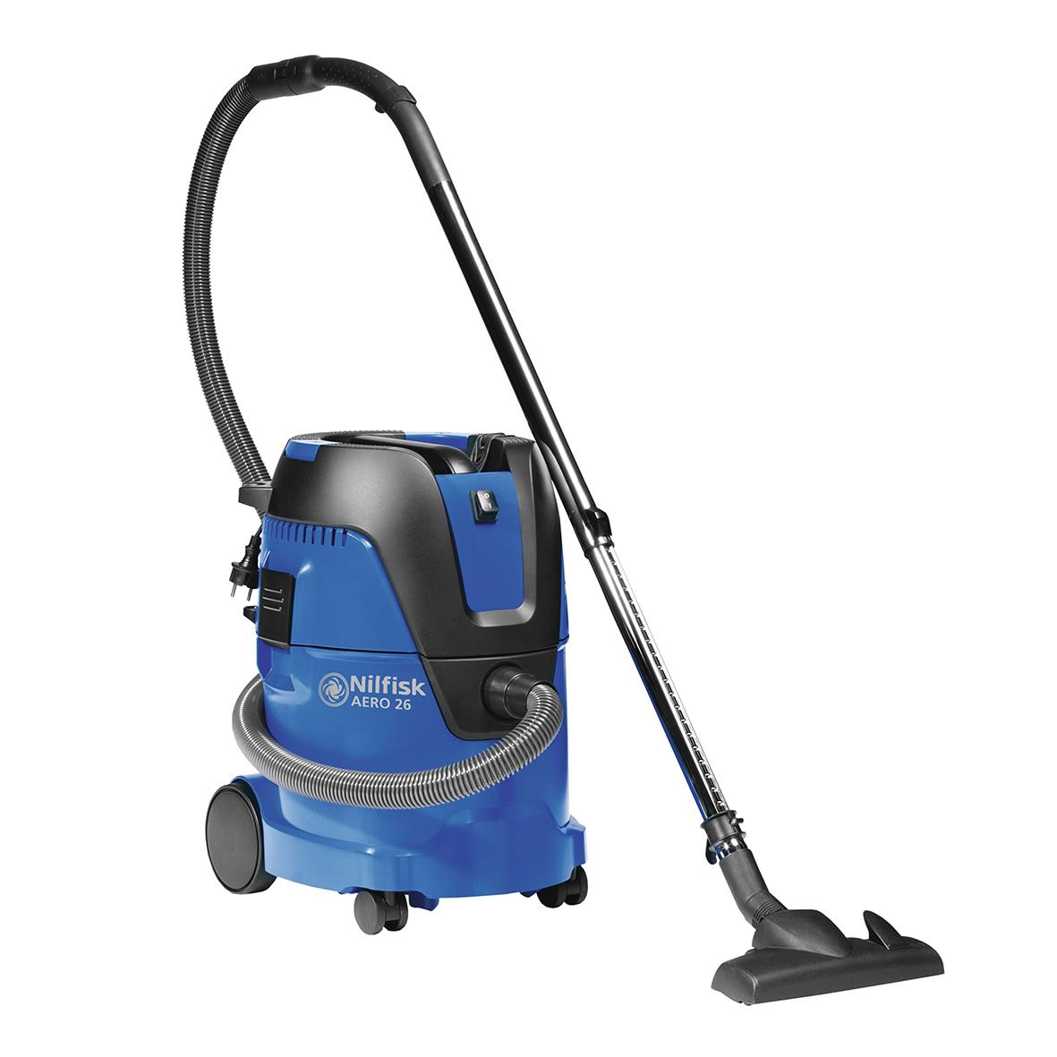 Nilfisk Aero 26-21 PC våt/torrsug med blå och svart design