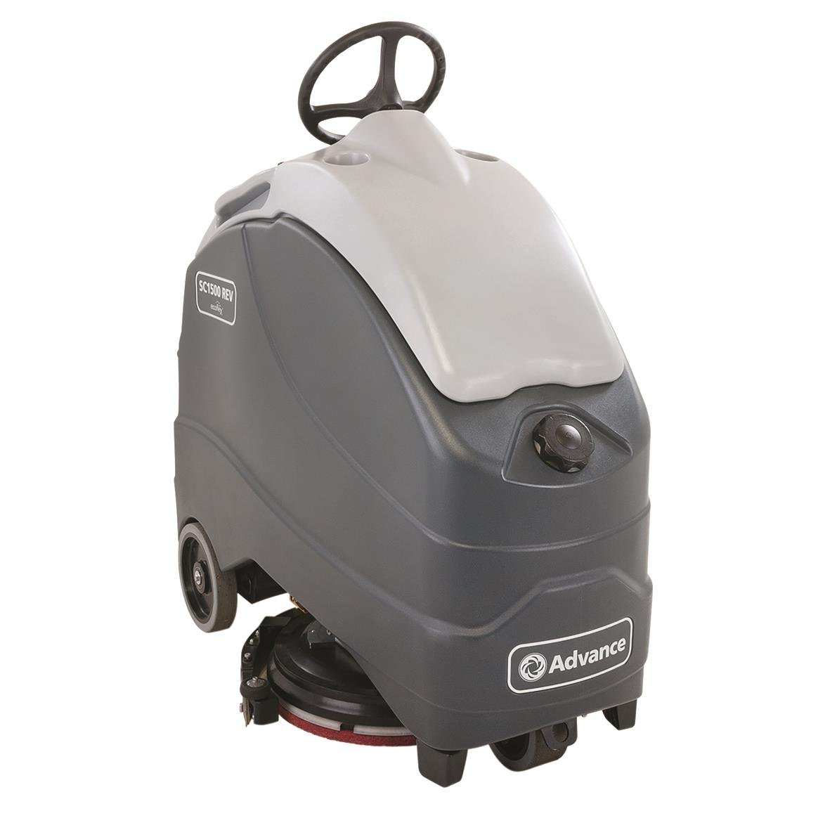 Kombimaskin Åkbar Nilfisk SC1500 stående rengöringsmaskin i grå och vit färg