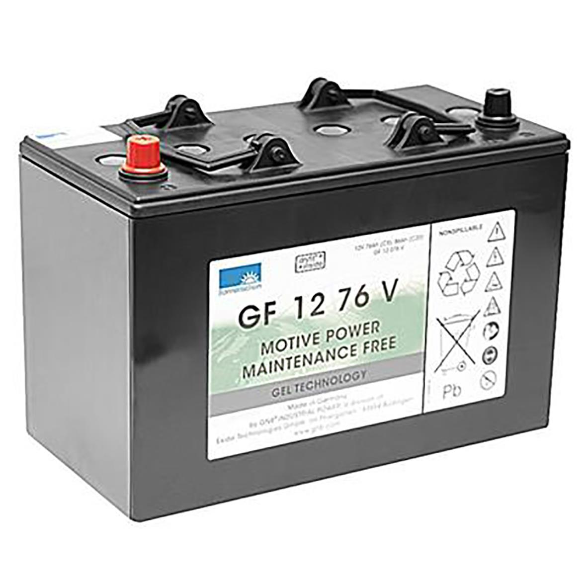 12V 76Ah batteri traction block med positiva och negativa terminaler
