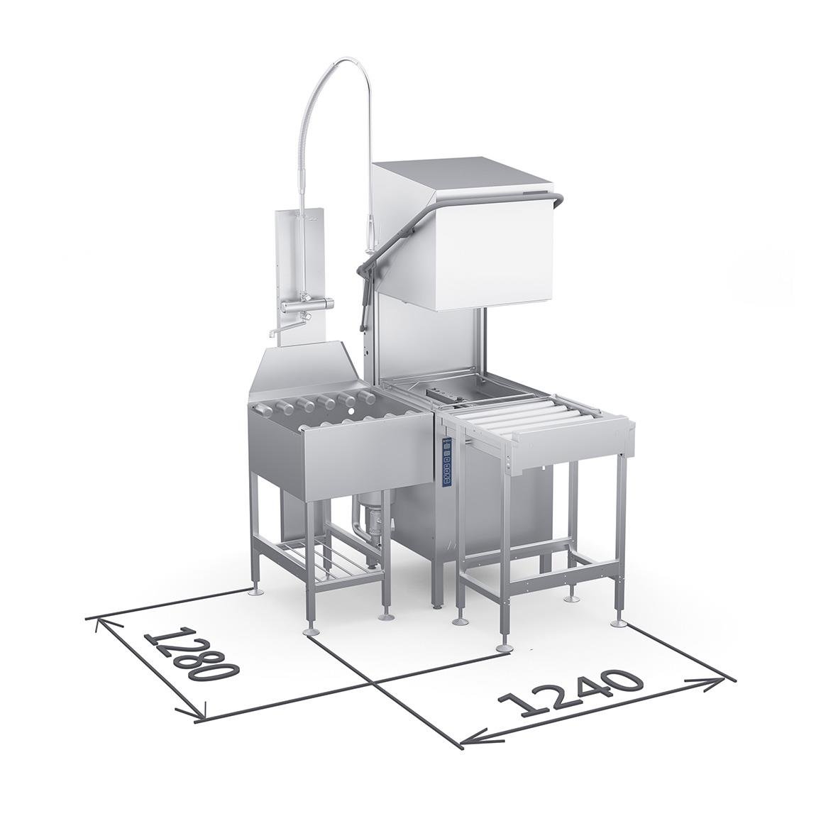 Huvdiskmaskin Wexiödisk WD-6 i rostfritt stål med tvätt- och torkfunktion, mått 600x657x1430/1880 mm