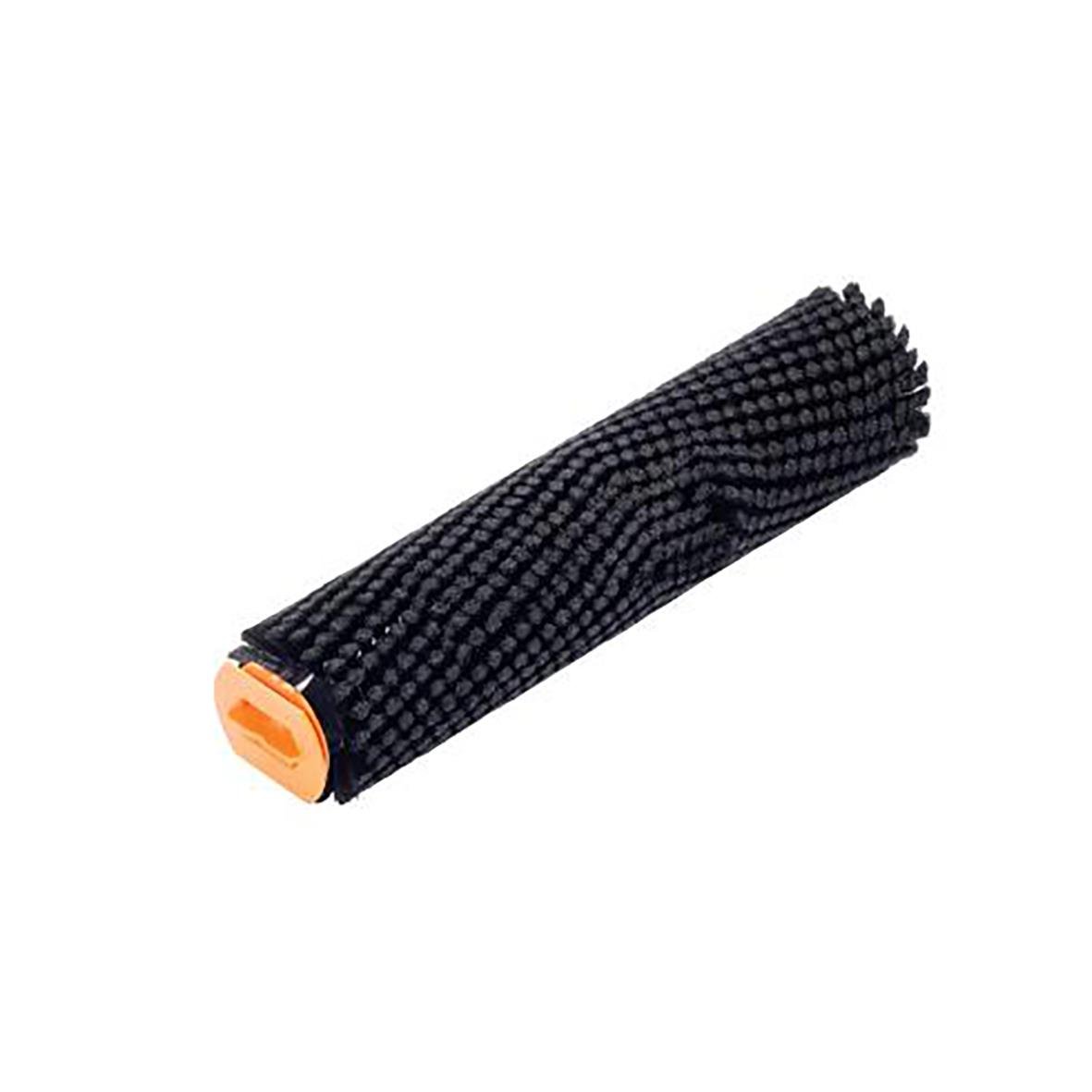 Svart cylinderborste i nylon med orange ändlock, 340mm lång