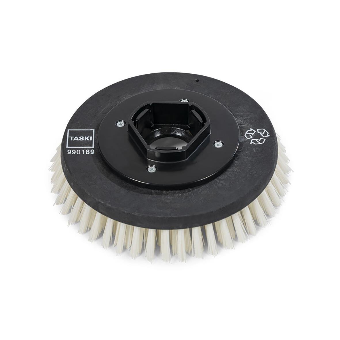 Skurborste Taski Green Line 28cm med svart plastbas och vita borst