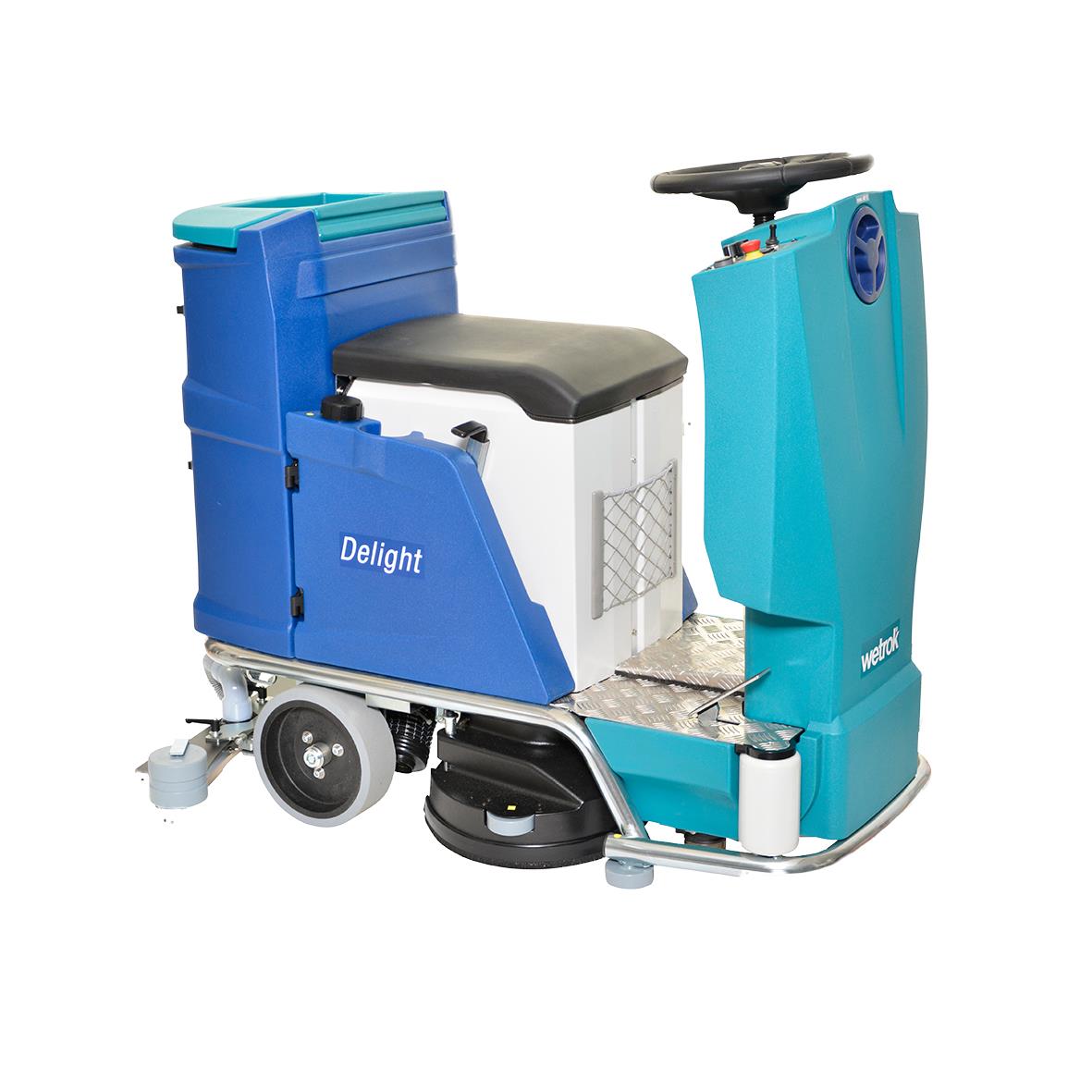 Kombiskurmaskin Wetrok Drivematic Delight i blå och grå färg