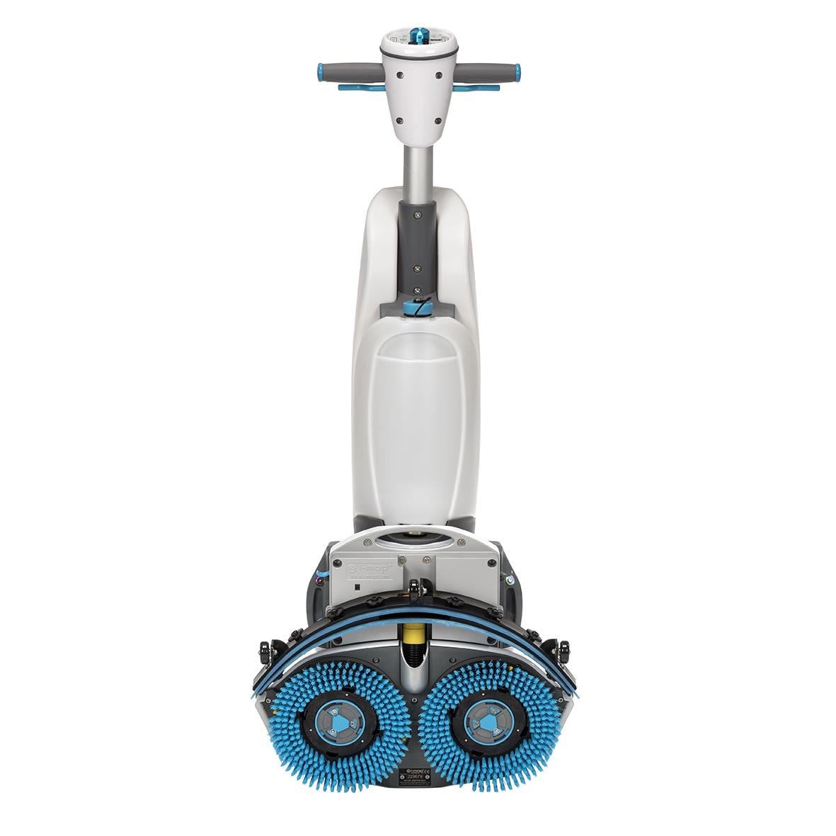 Kombiskurmaskin i-Mop XL Plus med två blå borstar och handtag