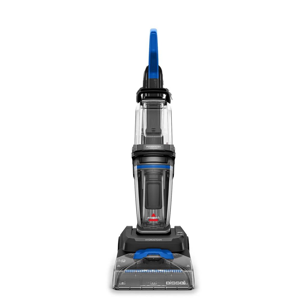 Bissell Powerwash Hydrosteam mattvättmaskin stående med handtag och behållare