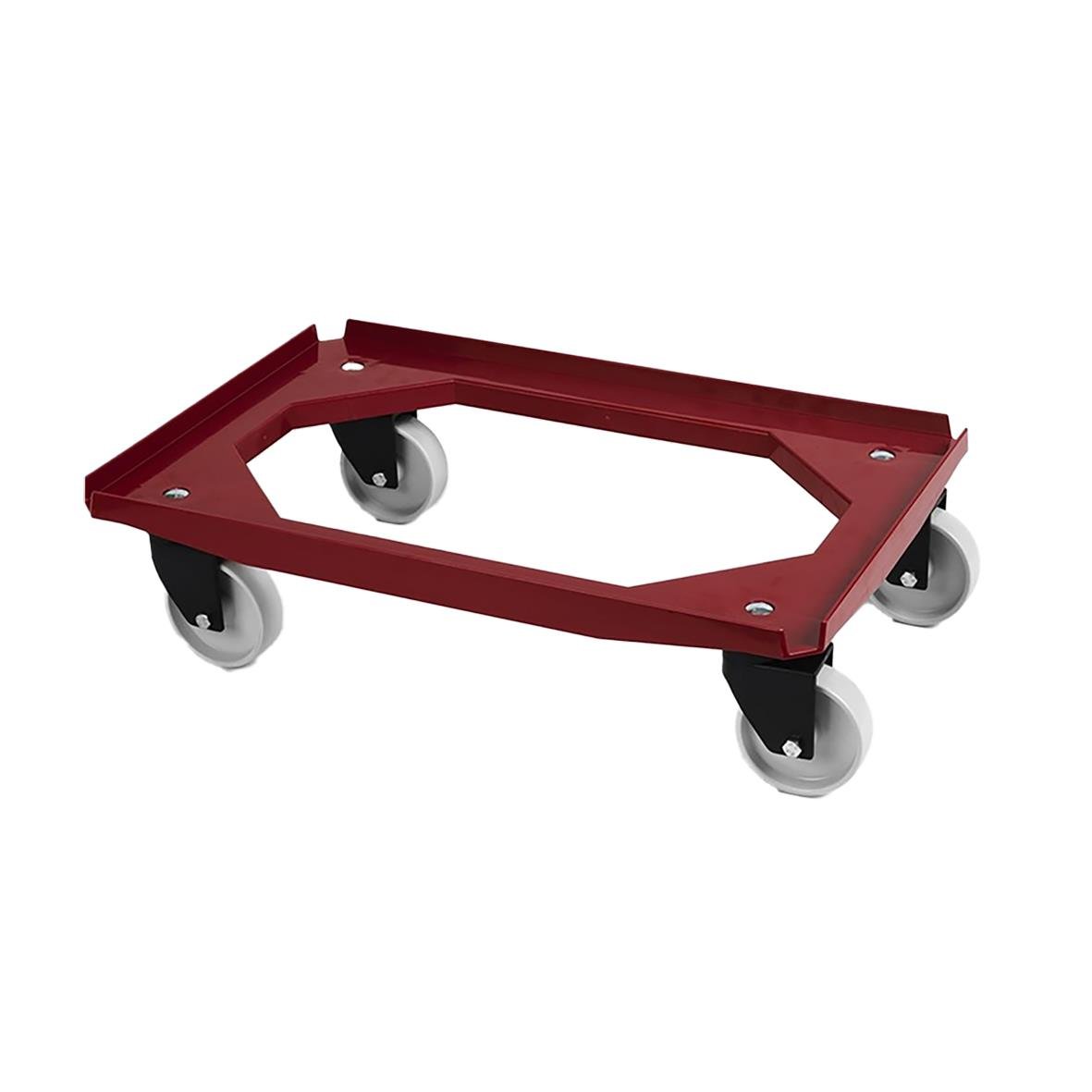 Röd vagn till back med hjul, storlek 620x420 mm