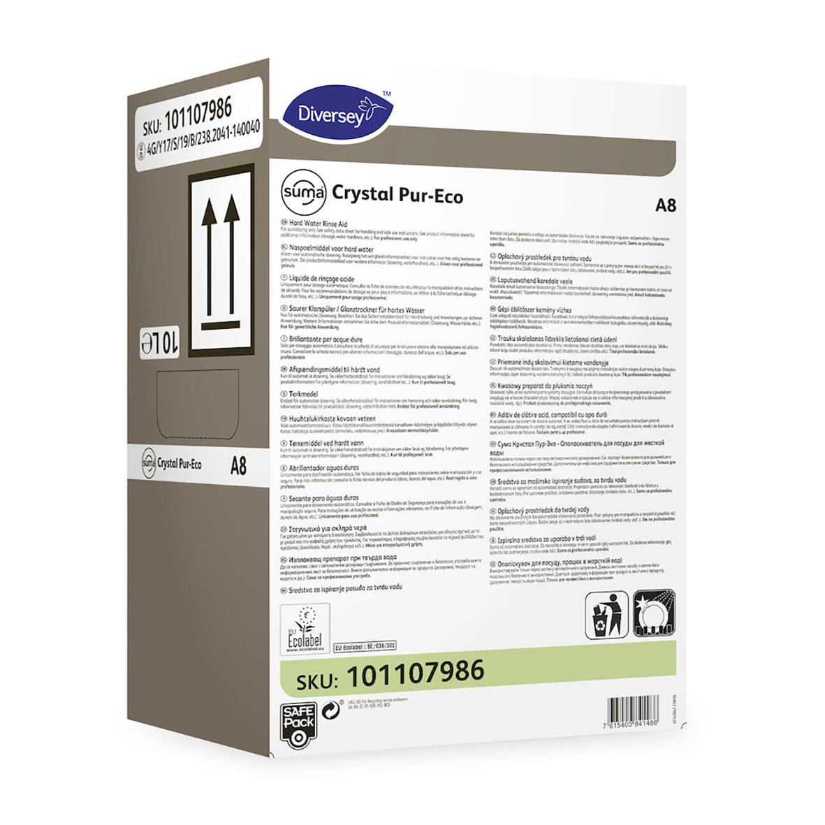 Diversey Suma Crystal Pur-Eco A8 10L torkmedel i kartong