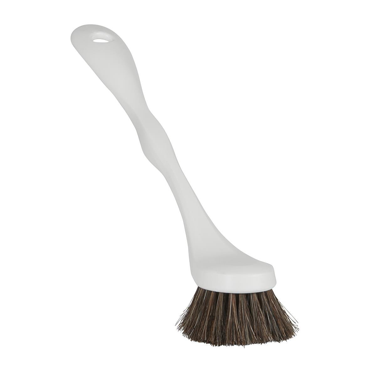Vit rengöringsborste med lång handtag och borsthuvud för rengöring