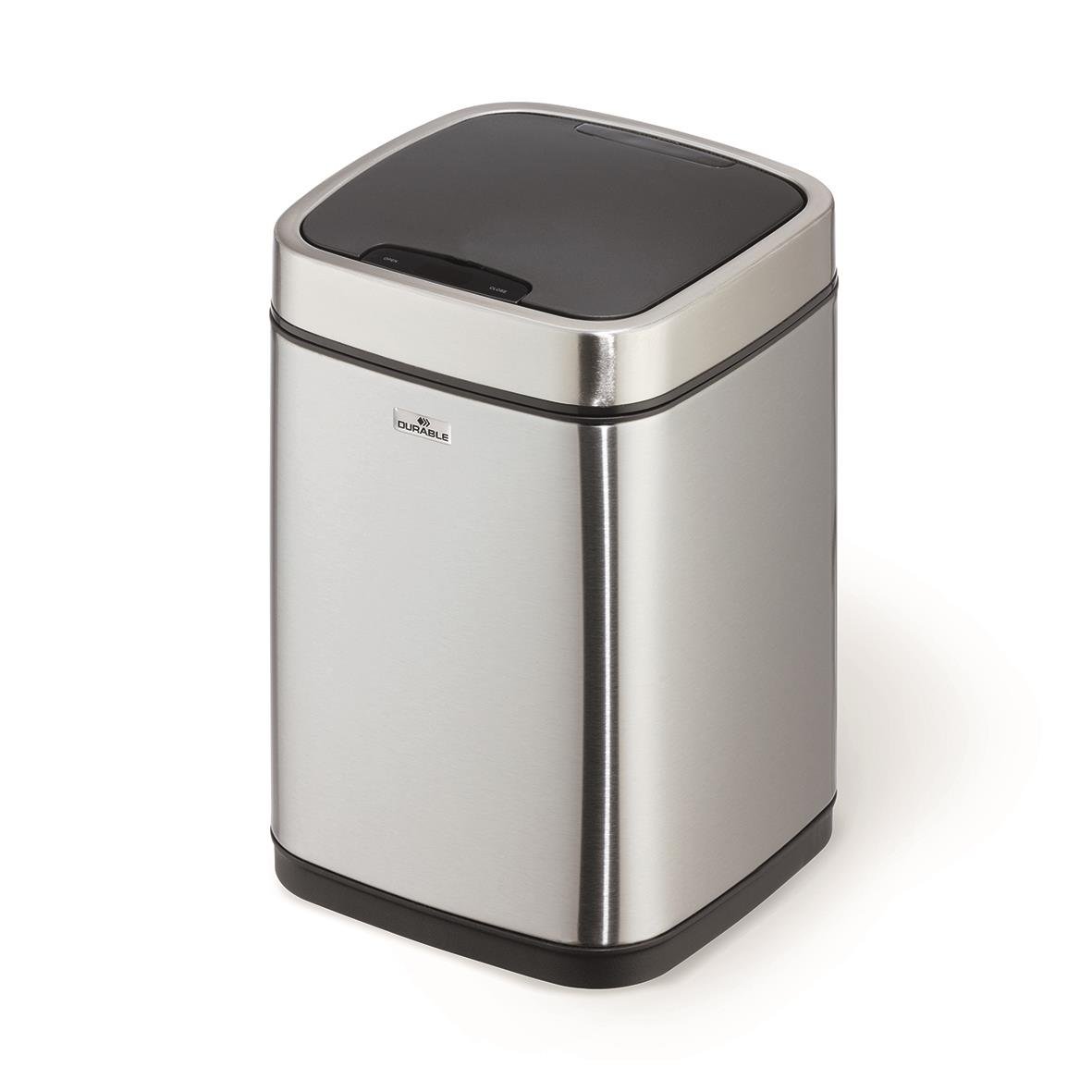 Silver papperskorg med touchfri sensor och 6L kapacitet