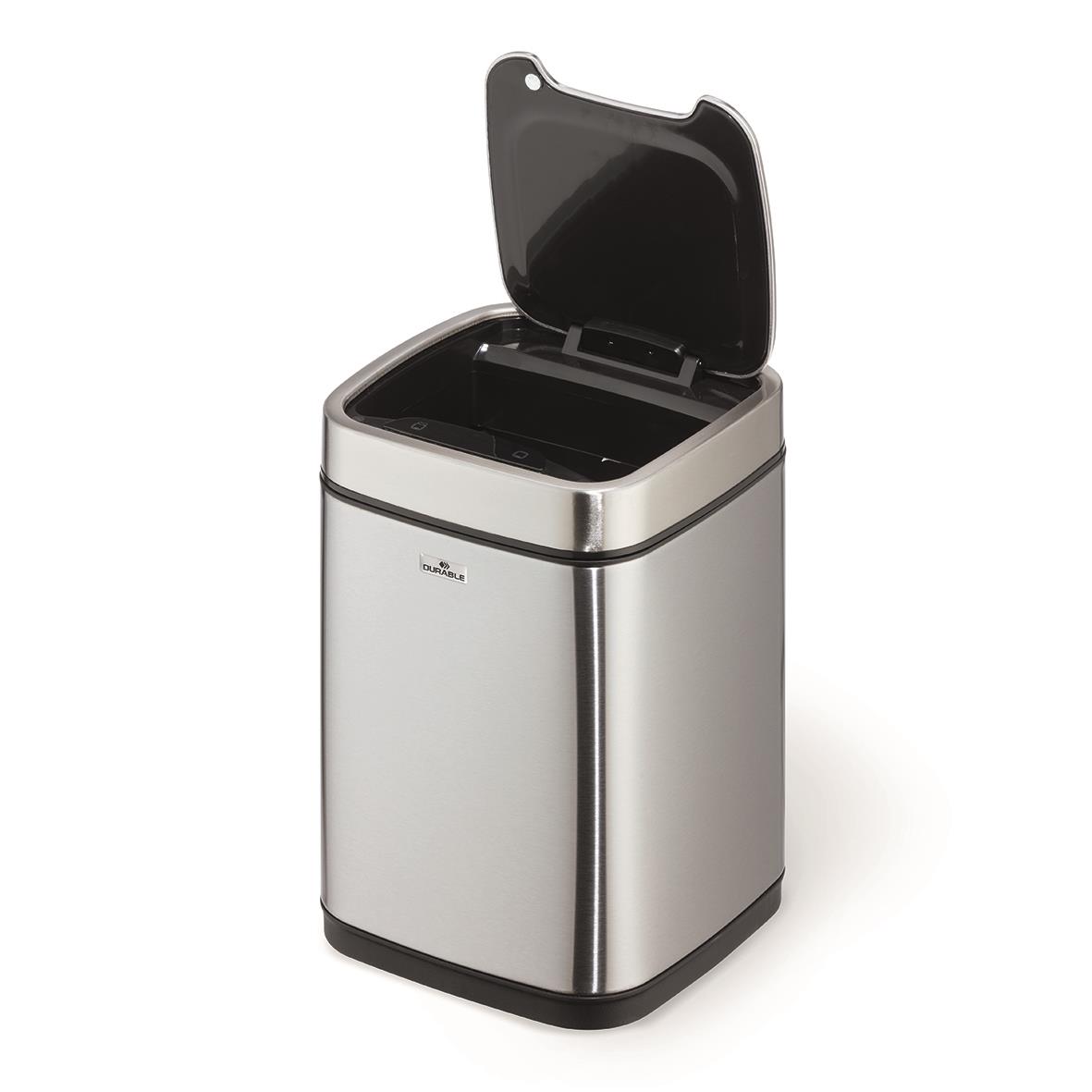 Papperskorg Durable No Touch Sensorstyrd i silver, 6L kapacitet