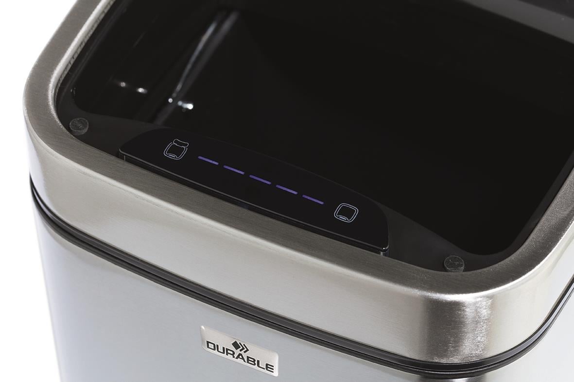 Silver papperskorg med touchsensor och 6L kapacitet