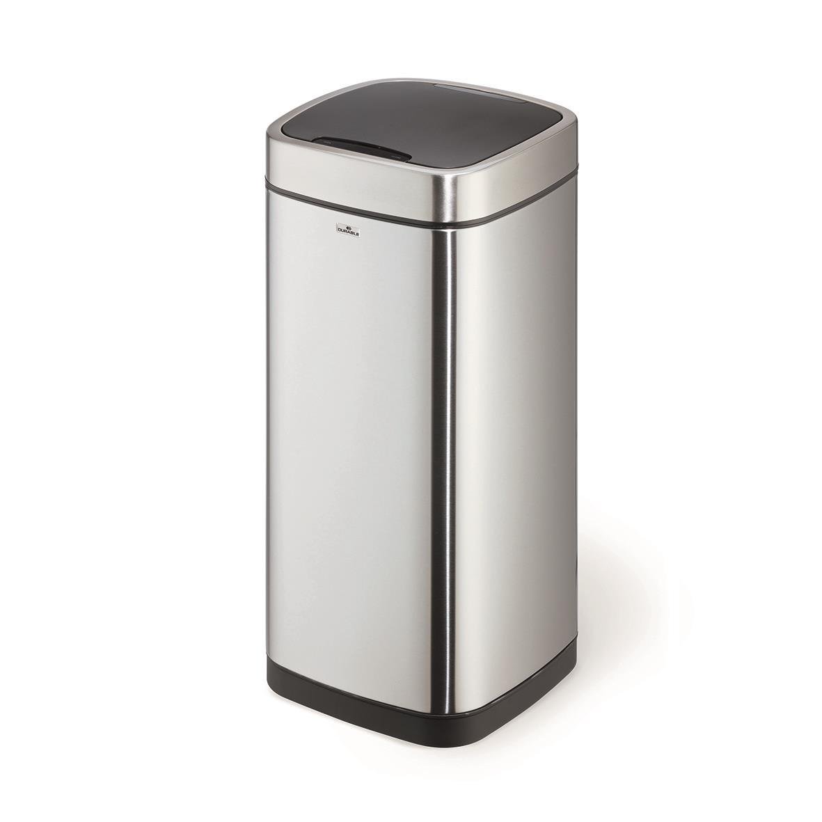 Silver papperskorg med touchfri sensor och 35L kapacitet