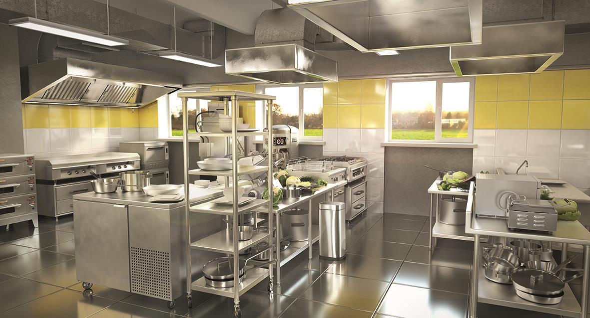 SILVER papperskorg med touch sensor i ett kök med stålutrustning och stora fönster