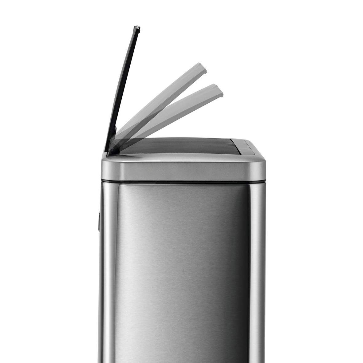 Papperskorg Durable No Touch Sensorstyrd Duo Silver 2x20L med öppningsbar lock