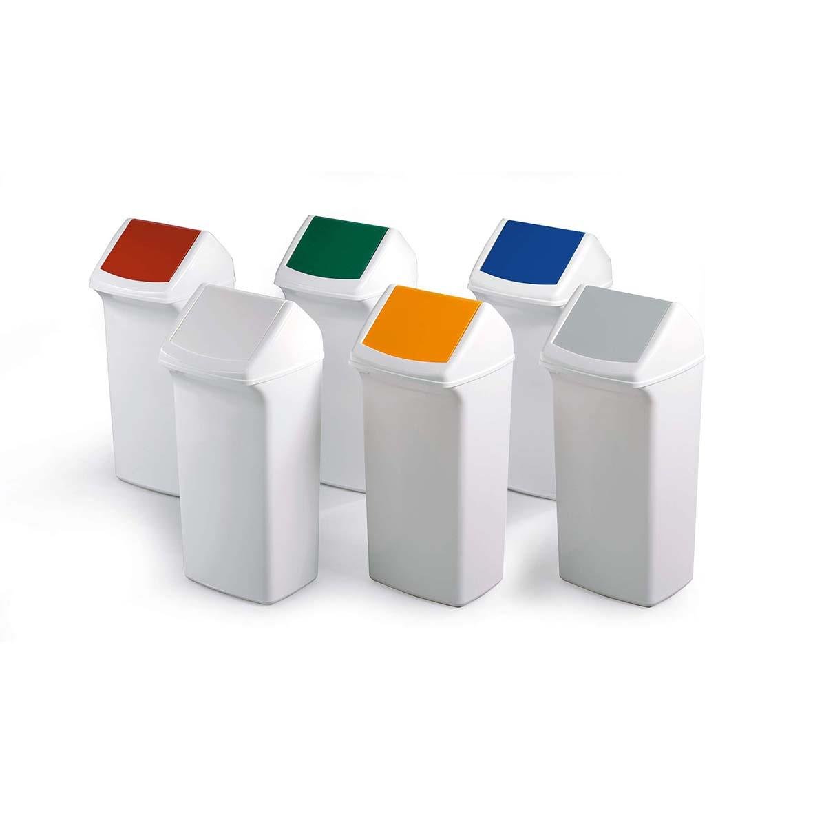 Vit Vipplock Durabin Till Square 40 med färgade lock i rött grönt blått orange och grått