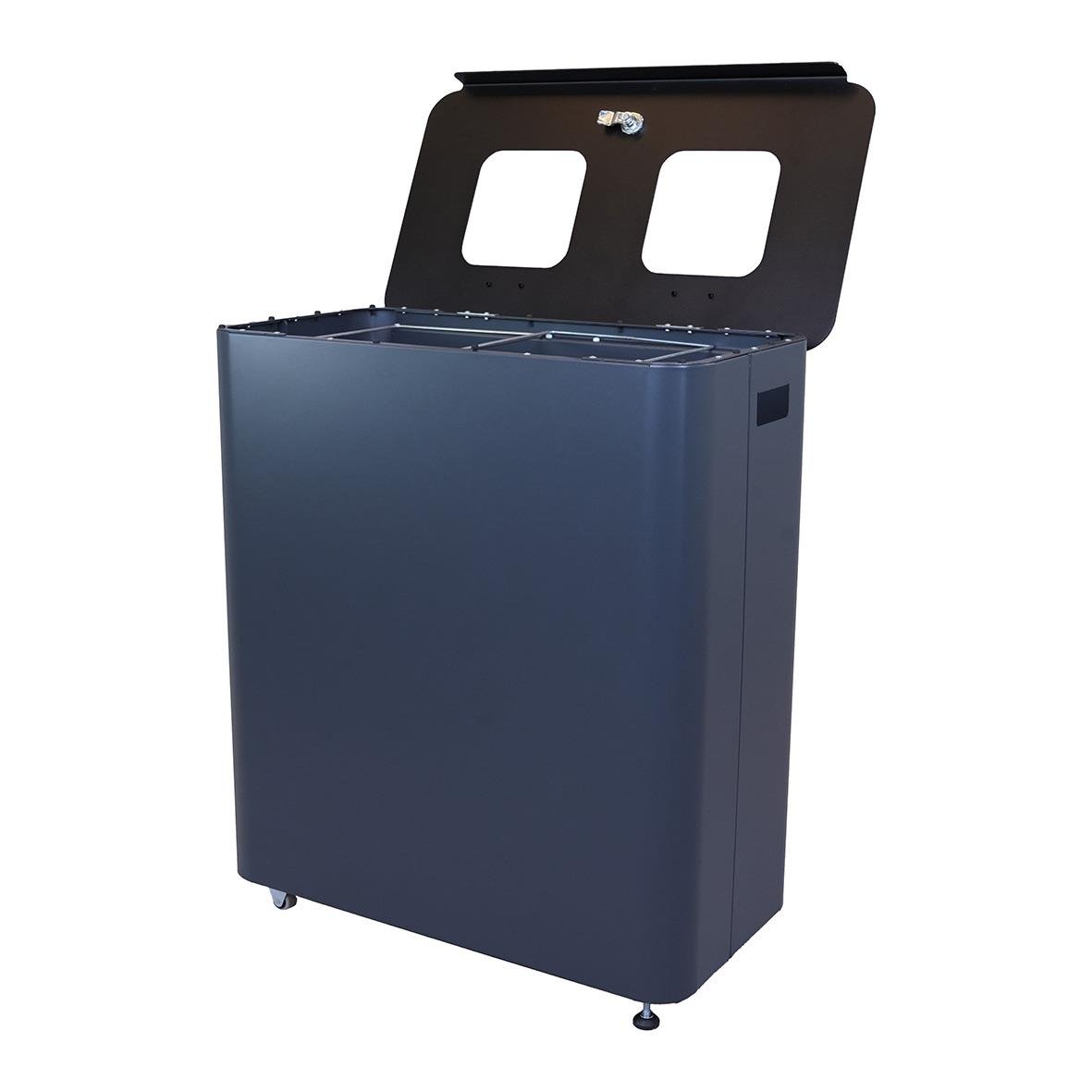 Sorteringskärl Star Station 2x60l i grå/svart med lock och hjul