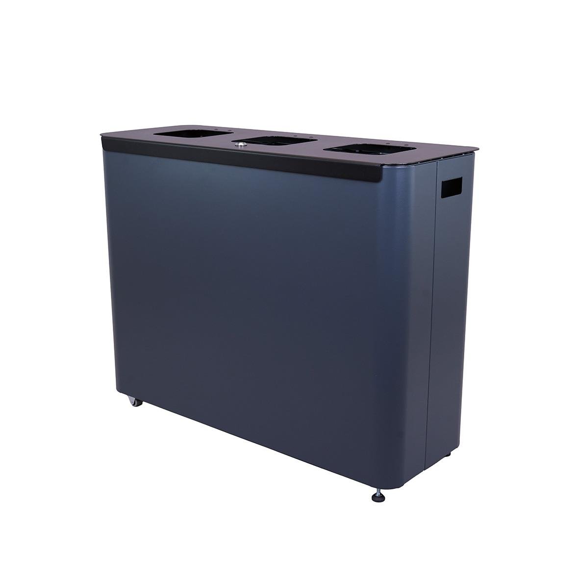 Sorteringskärl Star Station 3x60l i grå/svart med tre fack för återvinning