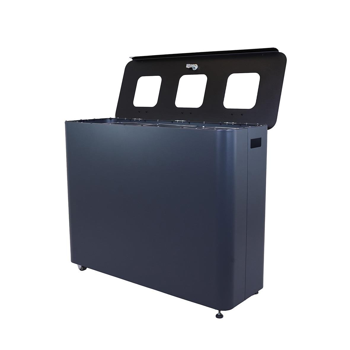 Sorteringskärl Star Station med tre 60-liters behållare i grå och svart färg