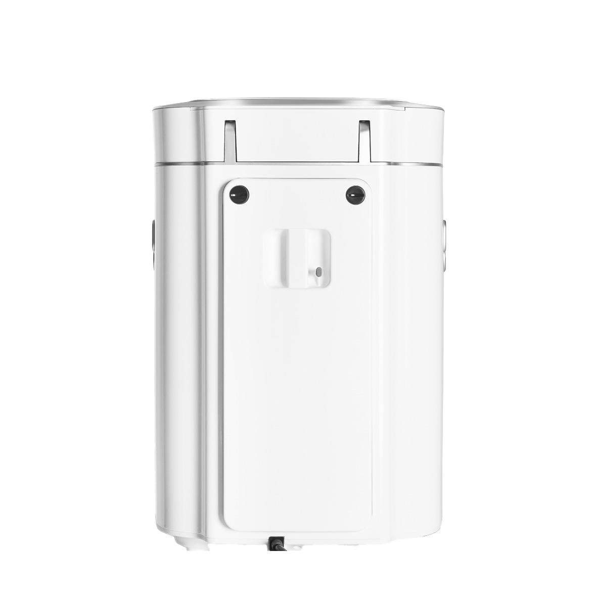 Vit kompostbehållare med lock och avlopp för trädgårdsavfall