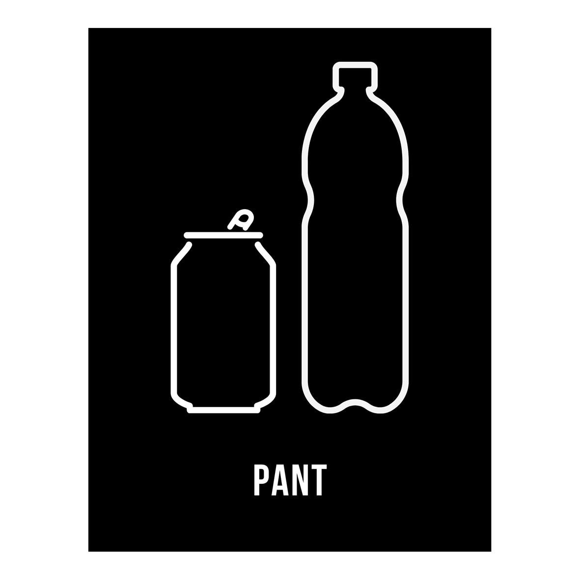 En illustration av en burk och en PET-flaska med texten PANT under