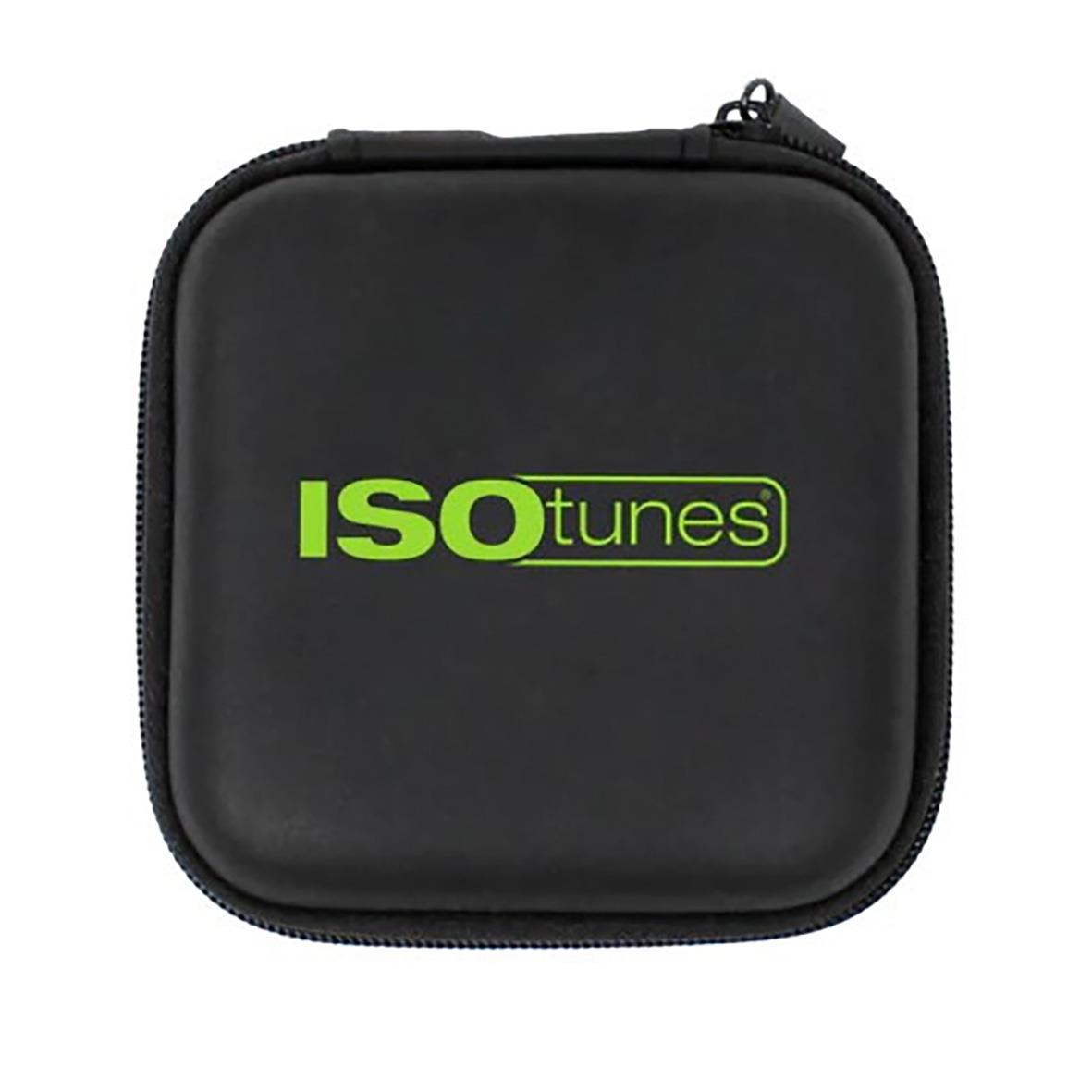 Svart förvaringsväska för IsoTunes Pro+ Aware 2.0 BT hörselproppar med grönt ISOtunes-tryck