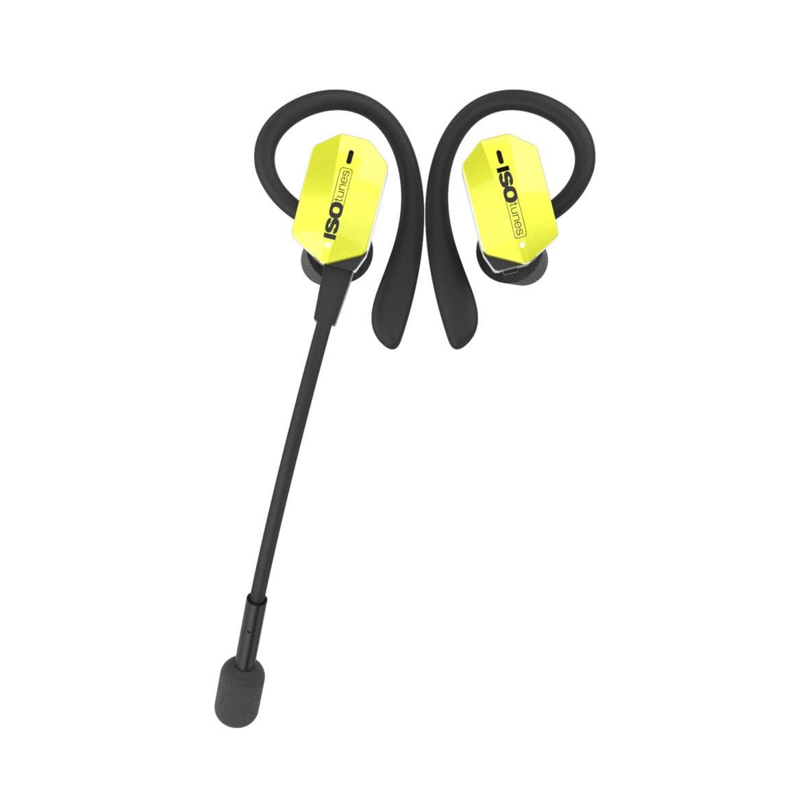 Hörselpropp Isotunes Ultracomm Aware BT i svart och gult med kabel och in-ear design