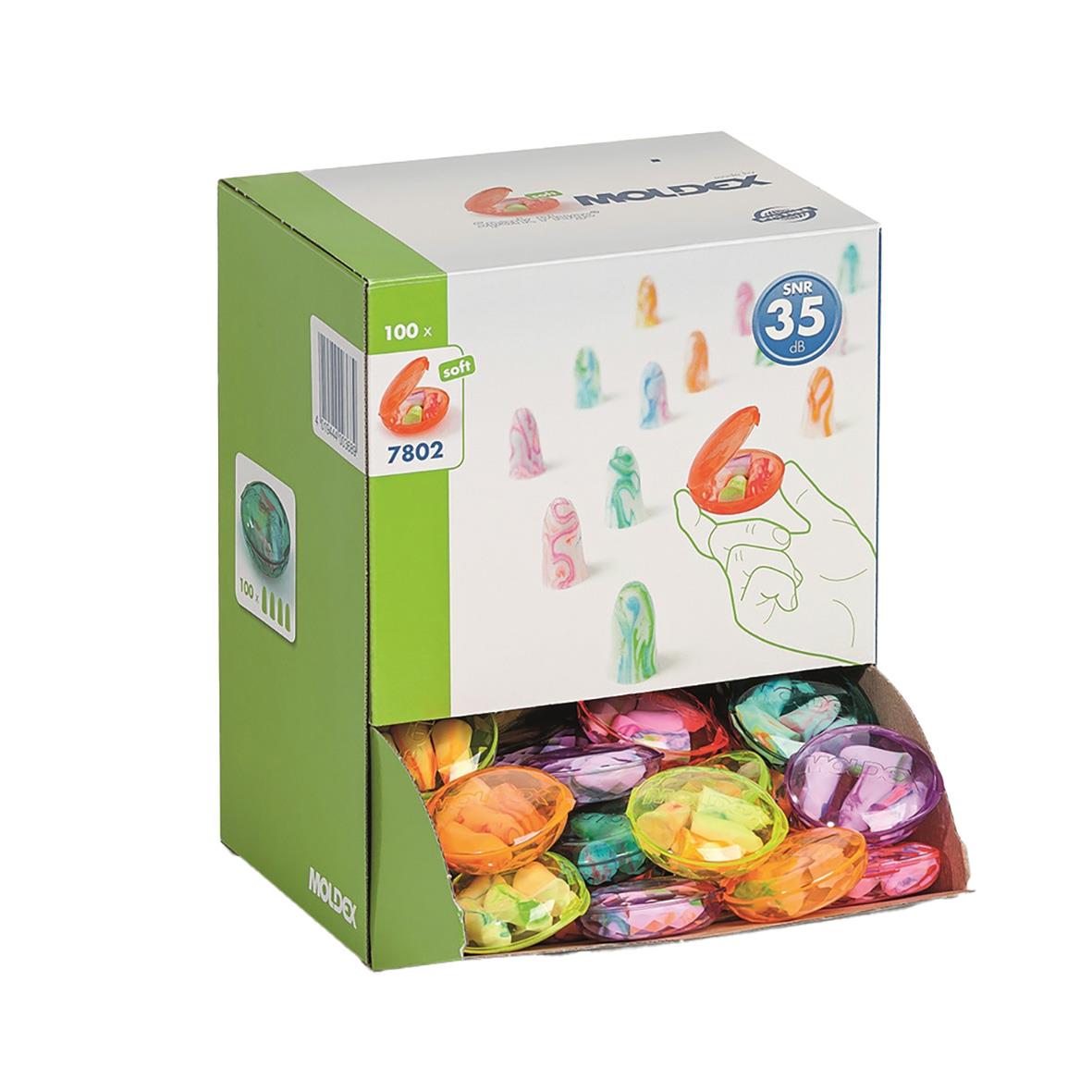Hörselpropp Moldex 7802 Spark Plugs i färgglada förpackningar i en display