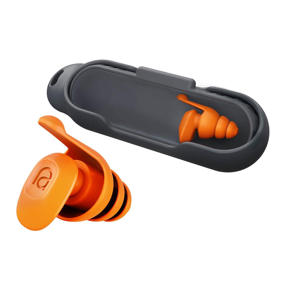 Hörselskydd Mixx Noise Protection Work med orangea in-ear hörselproppar i ett fodral