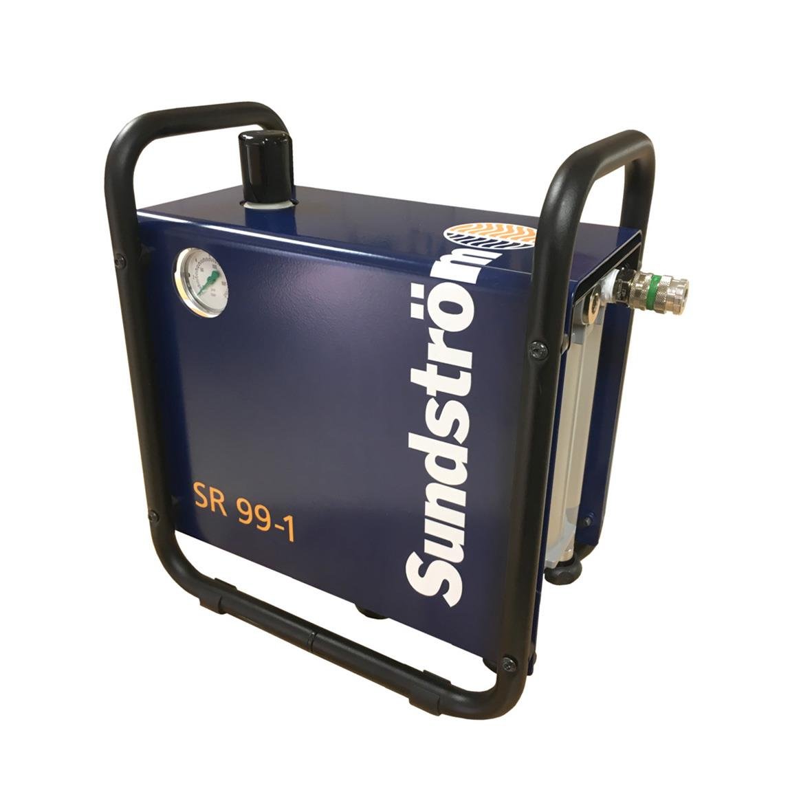 Tryckluftsfilter Sundström SR 99-1 i blå färg med handtag och tryckmätare