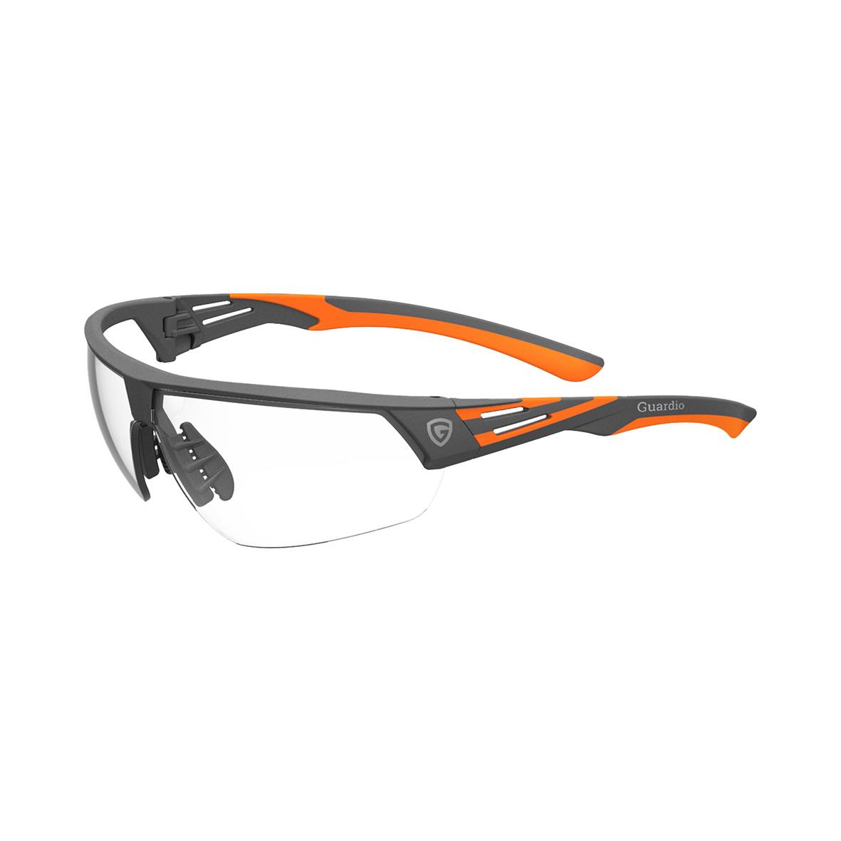 Skyddsglasögon Guardio 1001642 i grå med transparent lins och orange detaljer