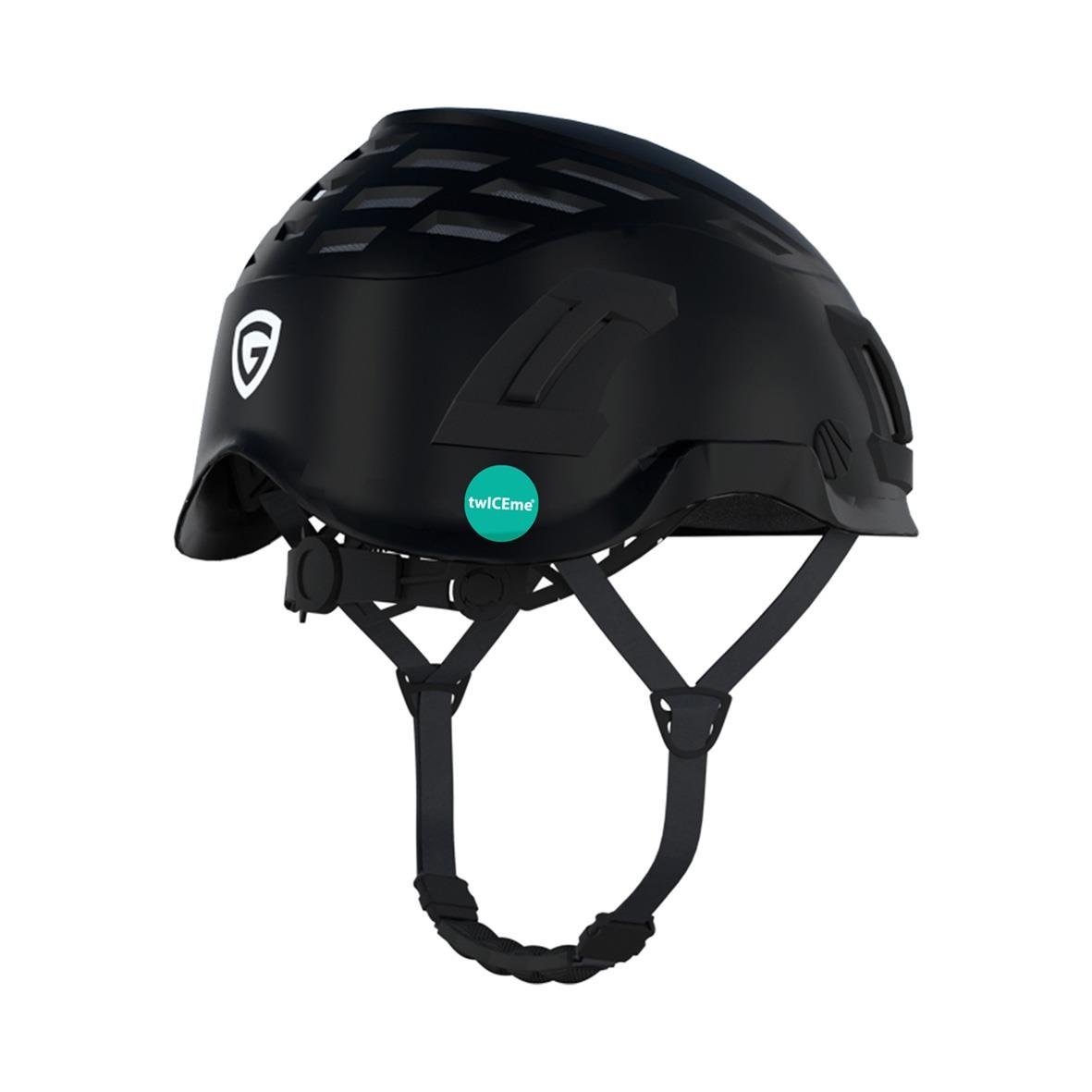 Svart skyddshjälm Guardio Armet med justerbart band och ventilerad design