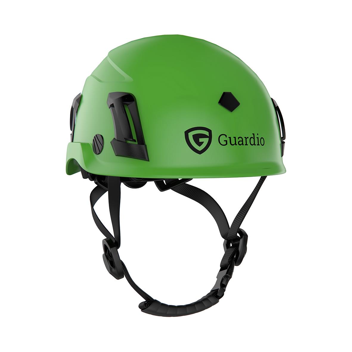 Grön skyddshjälm Guardio Armet Volt med svart spänne och justerbar rem