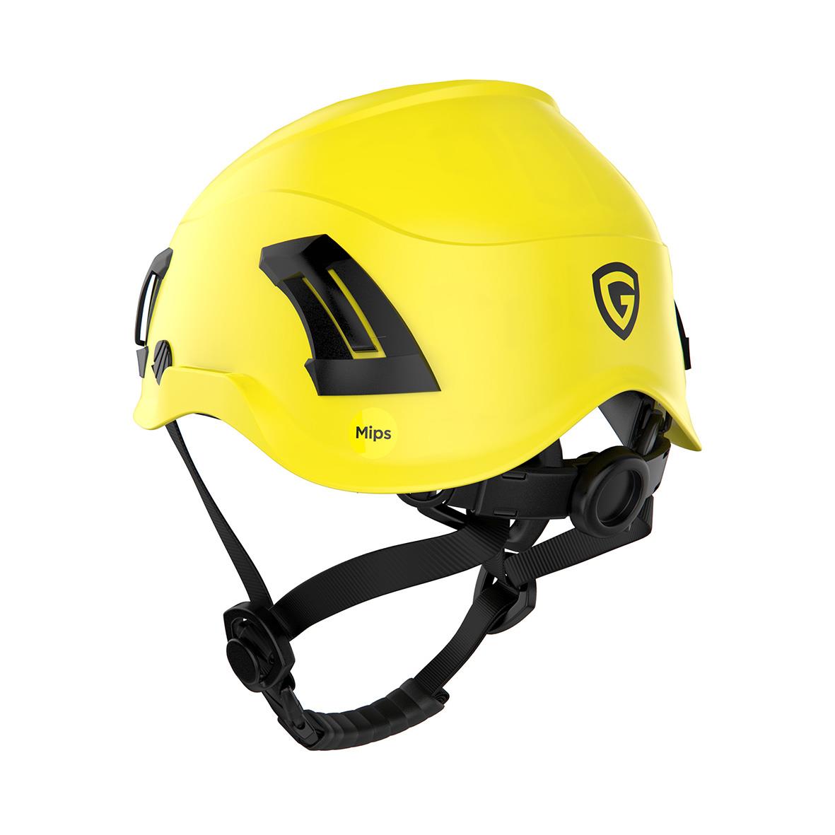 Skyddshjälm Guardio Armet Volt fluorescerande gul med svart justerbar haka