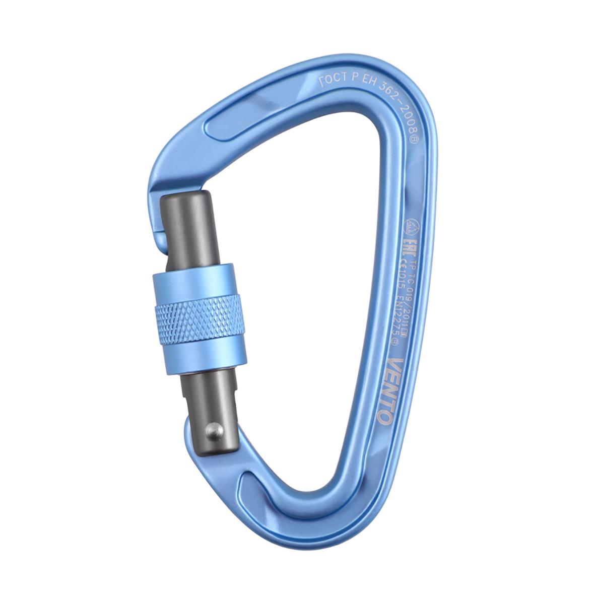 Ljusblå Mini Oxygen skruvlås karbinhake med nyckellås