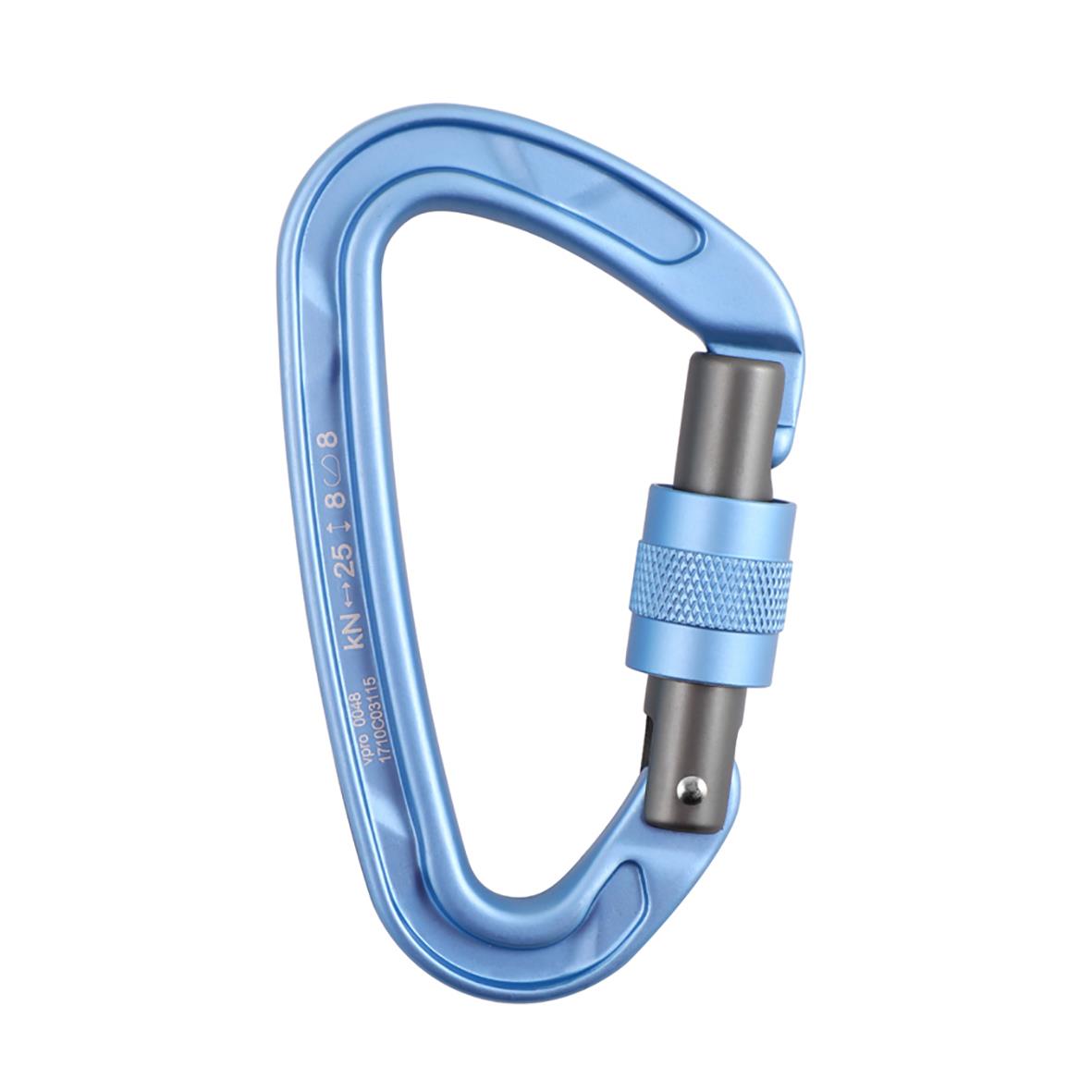Ljusblå mini oxygen skruvlås karbinhake med nyckellås