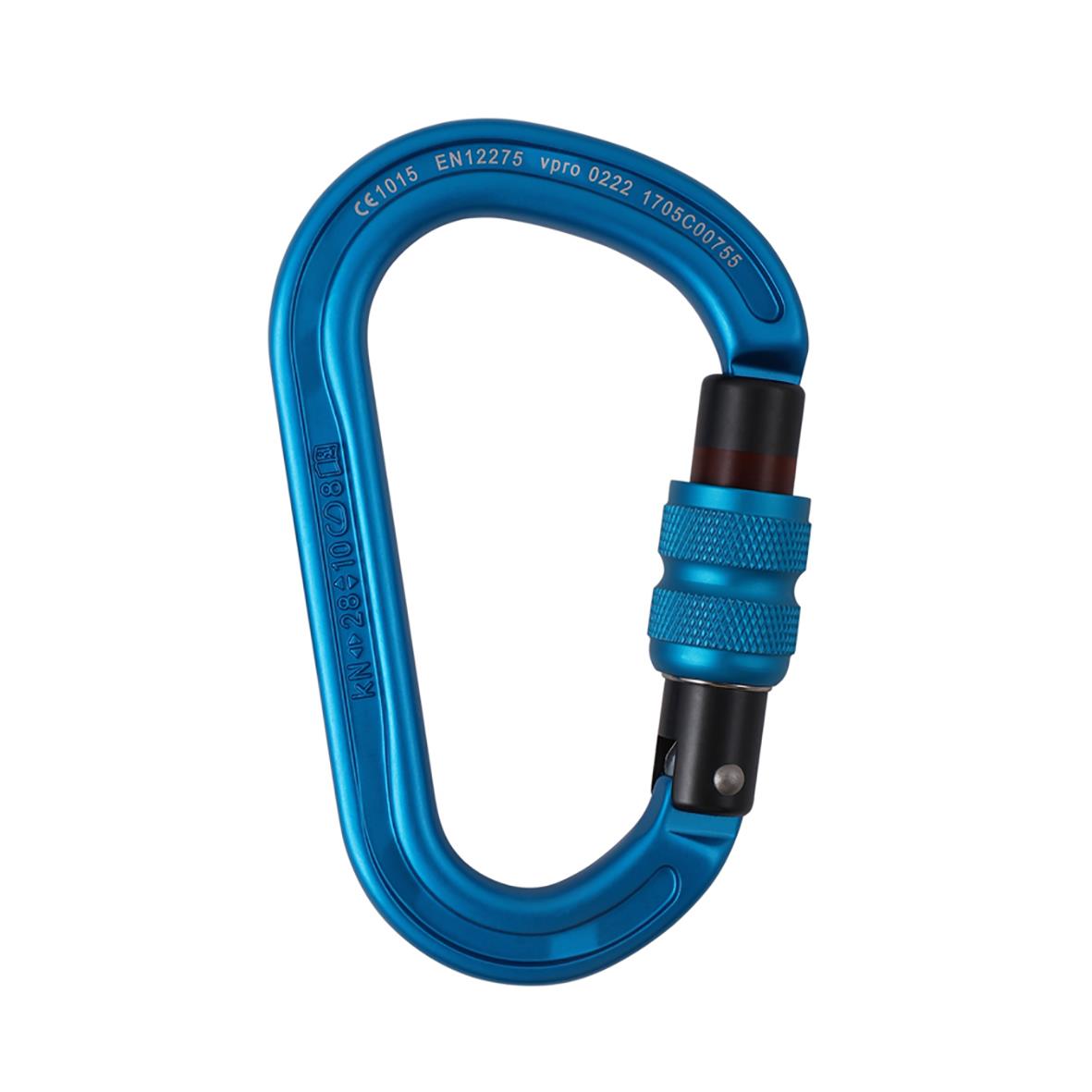 Blå helium skruvlås i karbinhakeform