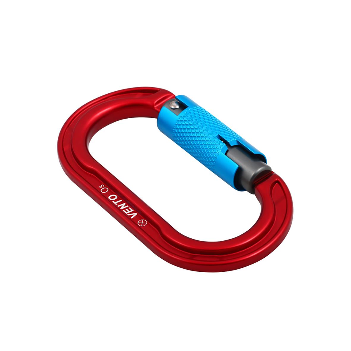Röd låskarbin med blå låsdel för säkerhetskoppling