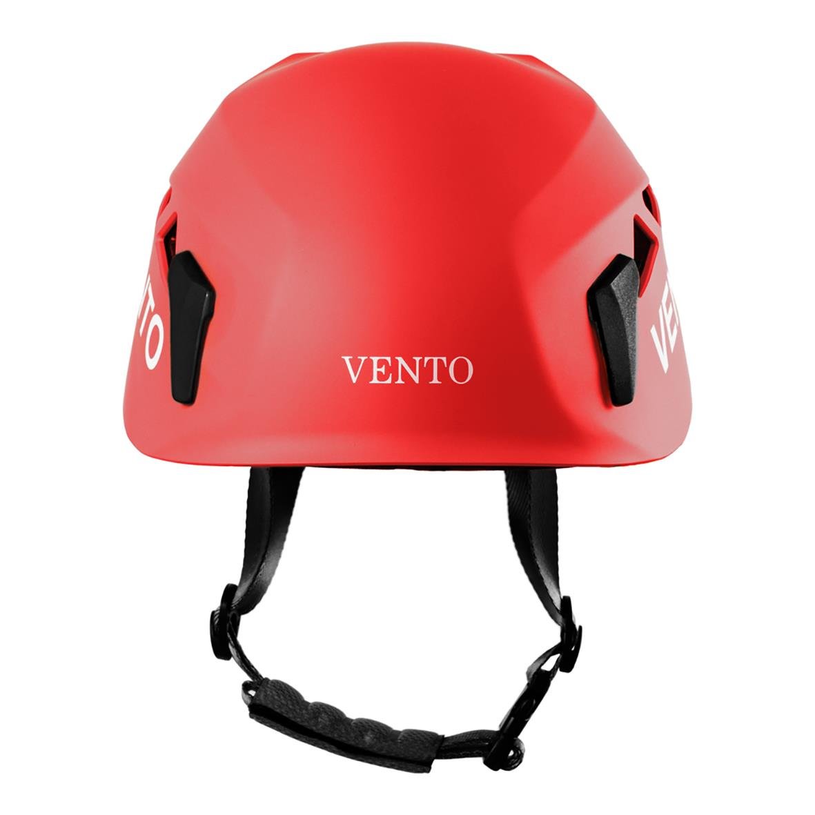 Röd klätterhjälm Quasar Röd med VENTO-märke och justerbar haka